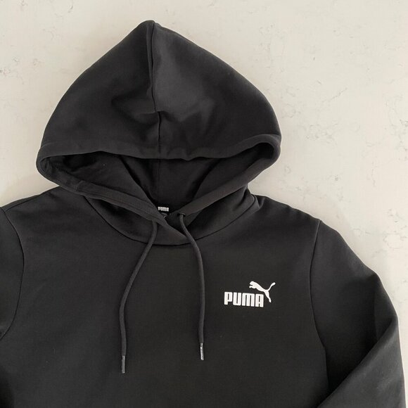 Puma ESS Small Logo Neutral Cotton Poly Blend Hoodie Kanga Pouch Black Sz XS NWT - Picture 3 of 12